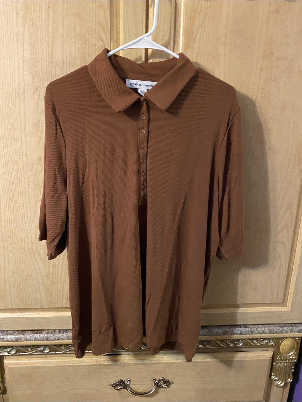 Amazon Essentials Brown Short-Sleeve Polo
